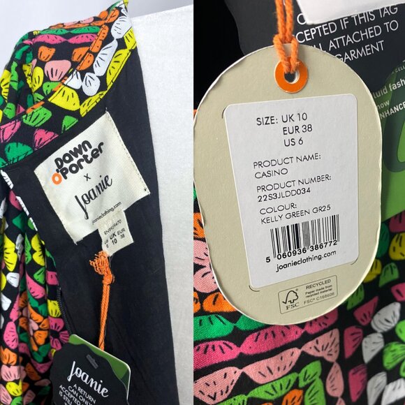 Dawn O’Porter X Joanie Casino Granny Square Print maxi midaxi dress 6 medium NWT - Picture 4 of 8